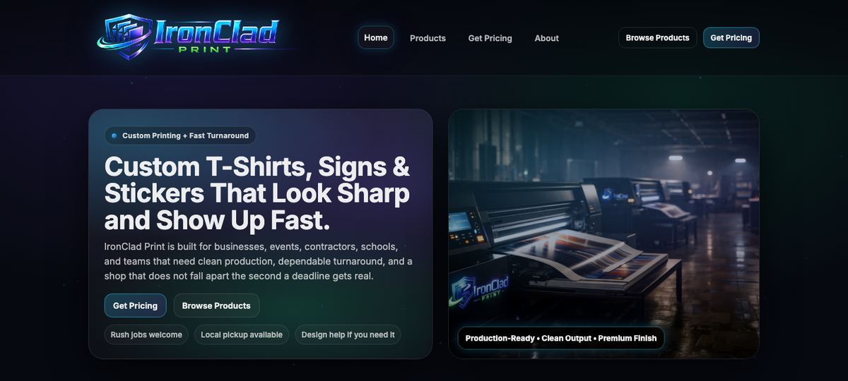 IronClad Print website