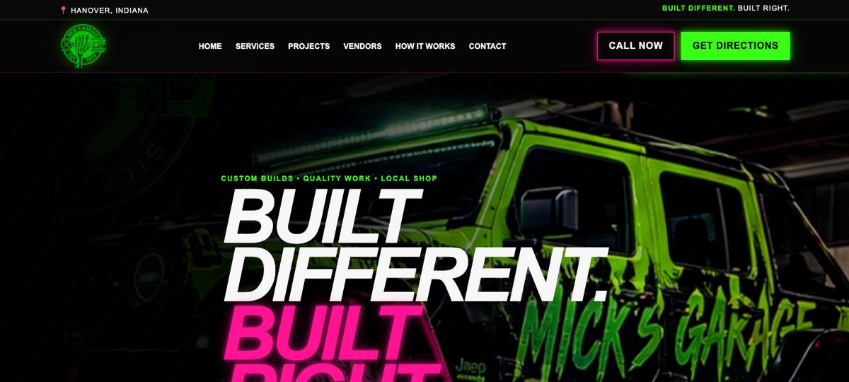 Mick's Garage website