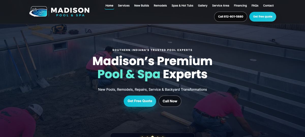 Madison Pool and Spa website