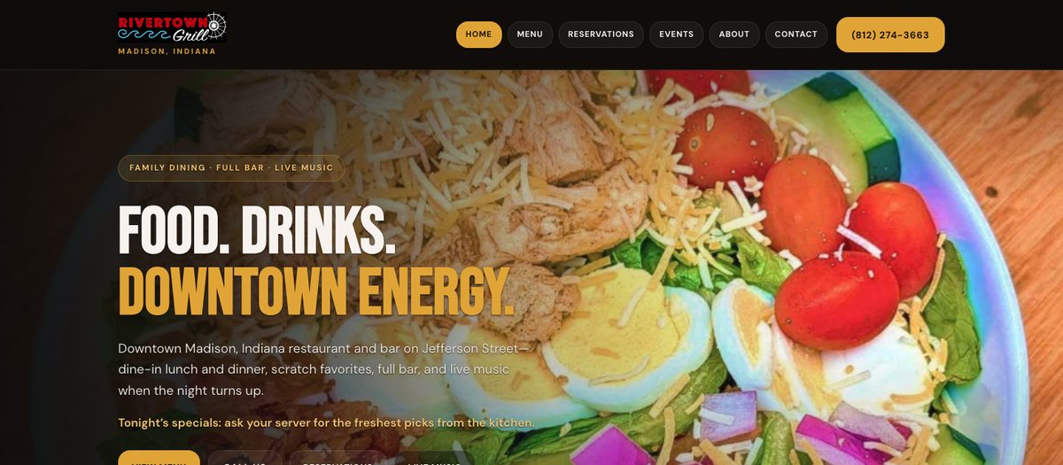 Rivertown Grill website